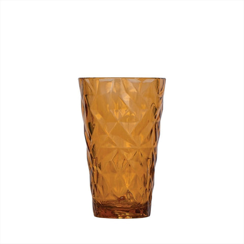 Turgla Rubikap Prism dia.3.5" h:5.5" 14 oz. Round Amber Polycarbonate High - Ball (Set of 36) (R - PRSTMB300AMB) - iFoodservice Online