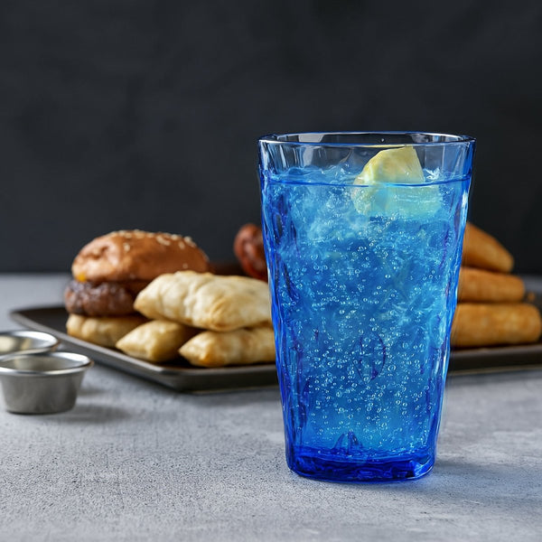 Turgla Rubikap Prism dia.3.5" h:5.5" 14 oz. Round Blue Polycarbonate High - Ball (Set of 36) (R - PRSTMB300BLU) - iFoodservice Online