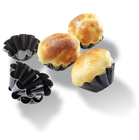 Maftir Bourget Aluminum Non stick Brioche Mold 10 Flutes 3 1/2" Pack of 6(334026)