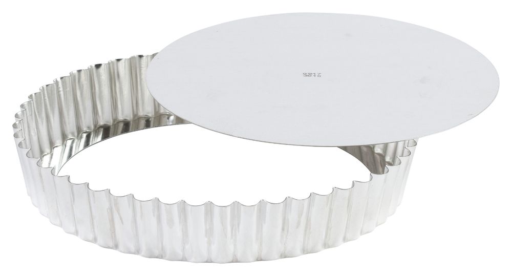 GOBEL Tin plate medium deep round fluted tart mould - Removable bottom 126650 (Pack of 3)