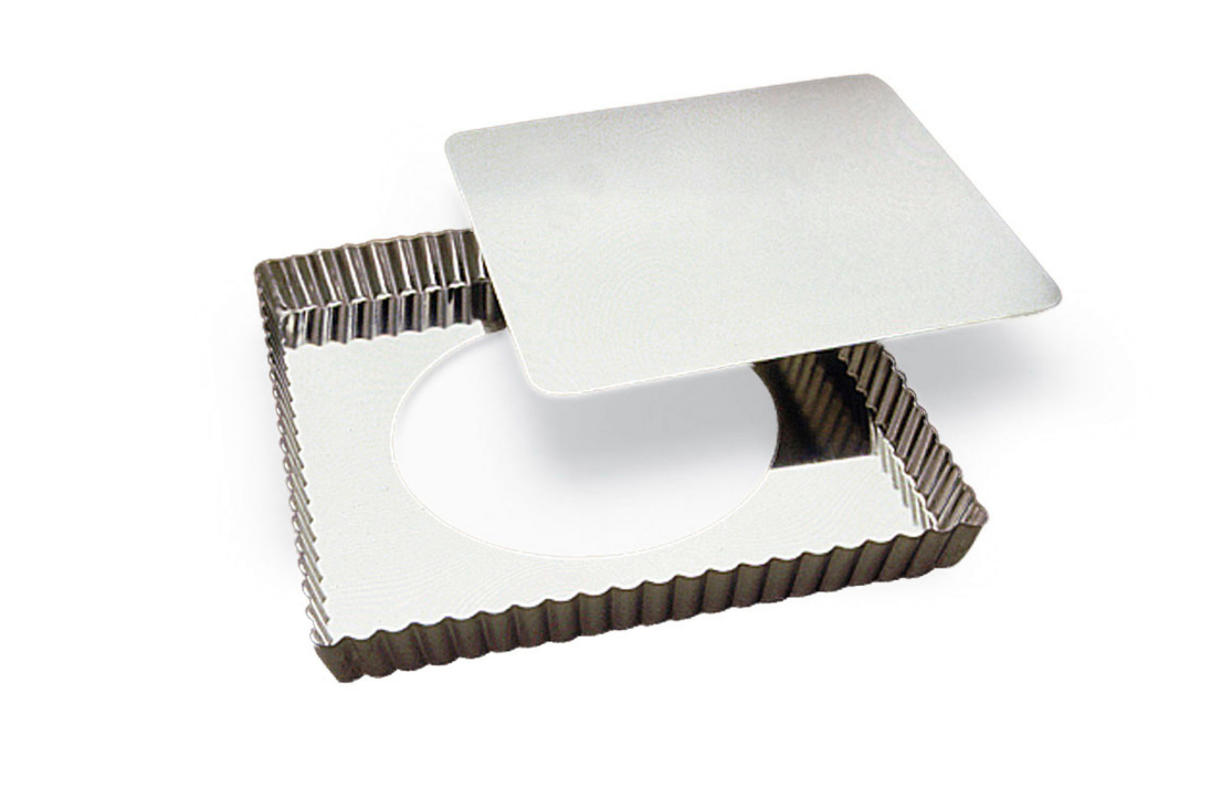 Louis Tellier Gobel Square  Fluted Tart Mold Loose Bott  9'''X9'' 1''H (126810)