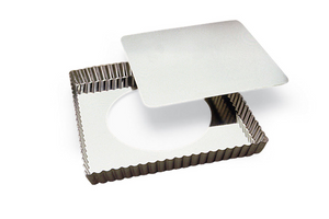 Louis Tellier Gobel Square  Fluted Tart Mold Loose Bott  9'''X9'' 1''H (126810)