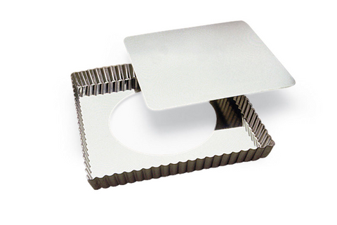 Tin plate square fluted tart mould - Removable bottom - 230x230 mm ext / 220x220 mm int - h25mm