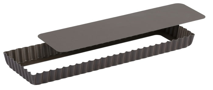 Louis Tellier Gobel Non-Stick Oblong Fluted Tart Mould L. Bottom 13 3/4''X1''H (225410)
