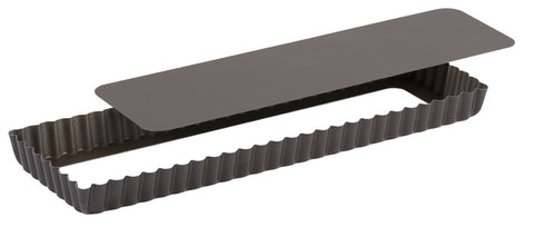 Louis Tellier Gobel Non-Stick Oblong Fluted Tart Mould L. Bottom 13 3/4''X1''H (225410)