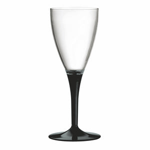 Polycarbonate Wine Glass Clear Bowl with Solid Color Stem and Foot BLACK By Mepra 230533N  (Pack of 12)