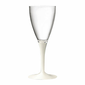 Polycarbonate Wine Glass Clear Bowl with Solid Color Stem and Foot WHITE By Mepra 230533P (Pack of 12)