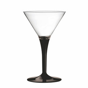 Polycarbonate Martini Glass Clear Bowl with Solid Color Stem and Foot BLACK 230535N (Pack of 12)