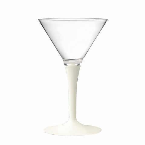 Polycarbonate Martini Glass Clear Bowl with Solid Color Stem and Foot WHITE By Mepra 230535P (Pack of 12)