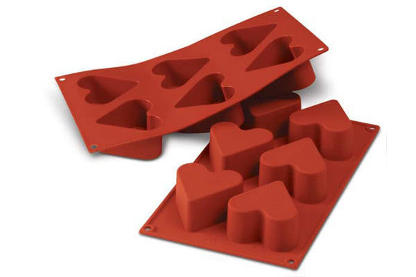 Silikomart SF036 - Silicone Mould N. 6 Heart Ø65 H 40 Mm (Pack of 10)
