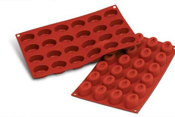 Louis Tellier Silikomart - Small Oval Savarin Red Mold 1 3/4'' X 1 1/4'' X 1'' H (SF083)