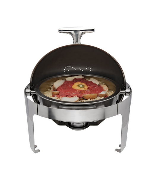 Browne Foodservice Rondo Round Chafer 7 Qt (6.6l) With Roll Top Cover (575138)