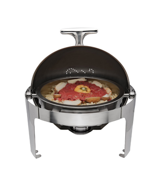 Browne Foodservice Rondo Round Chafer 7 qt (6.6L) With Roll Top Cover 575138
