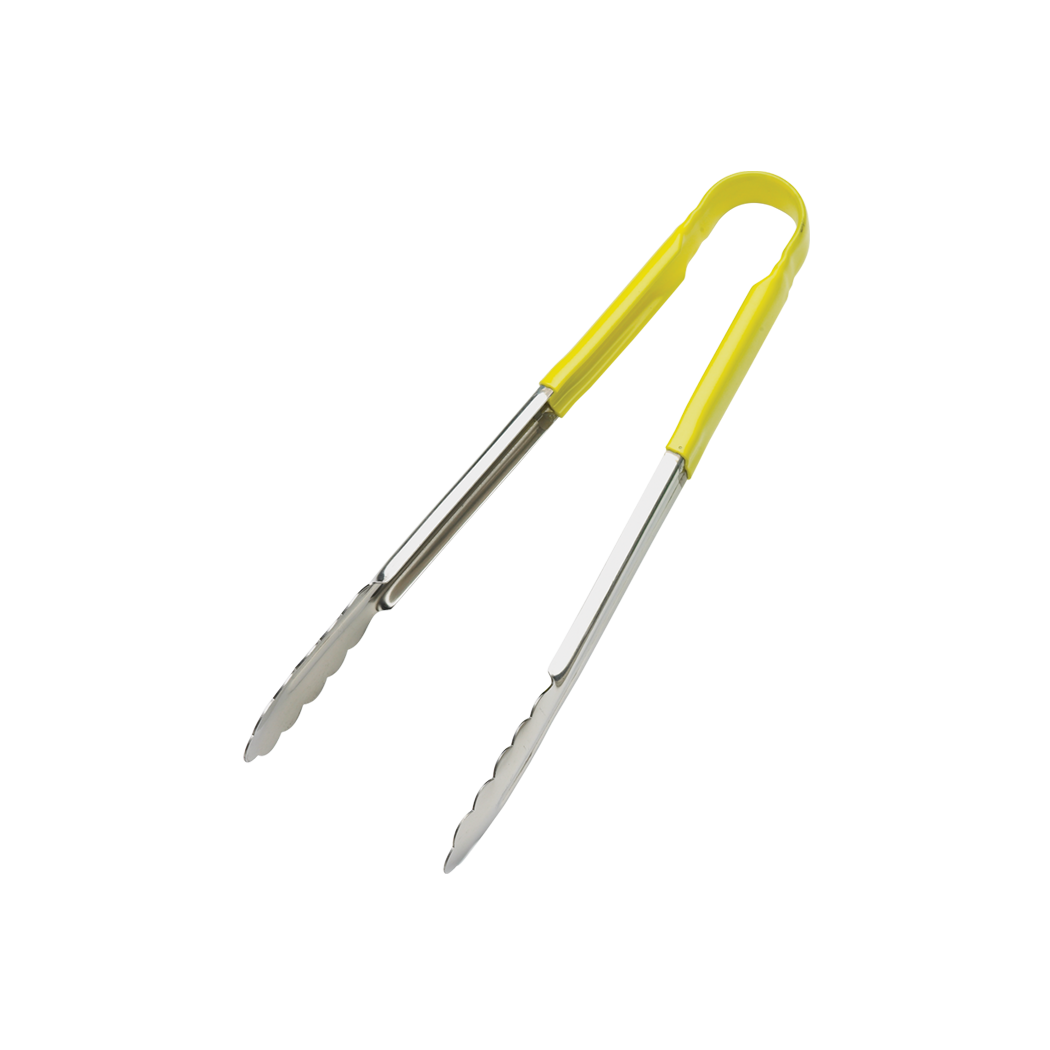 Browne Foodservice 9" Tong w/Yellow Coated Handle 5511YL