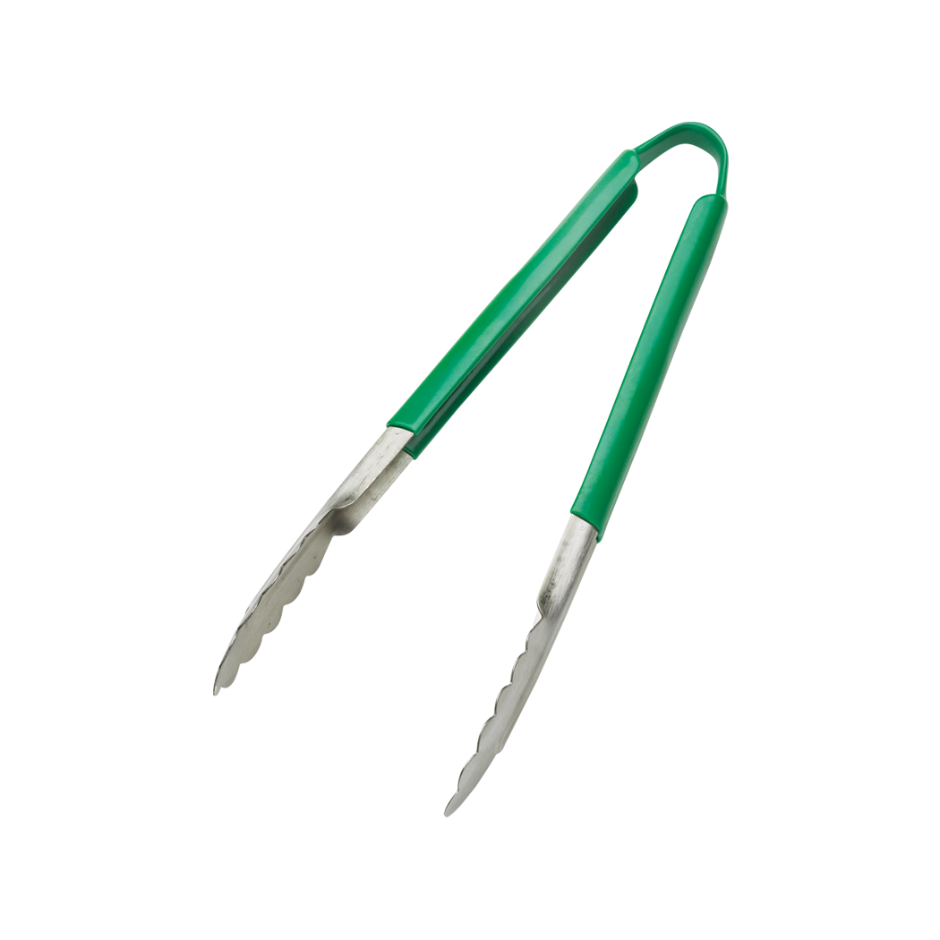 Browne Foodservice 12" Tong w/Green Coated Handle 5512GR (Pack of 6)