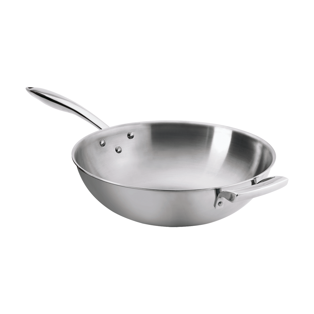 Browne Foodservice Thermalloy Stainless Steel Tri-ply Wok 12x3-5/8" / 30.5x9.2cm (5724095)