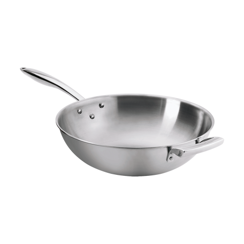 Browne Foodservice Thermalloy Stainless Steel Tri-ply Wok 12x3-5/8" / 30.5x9.2cm (5724095)