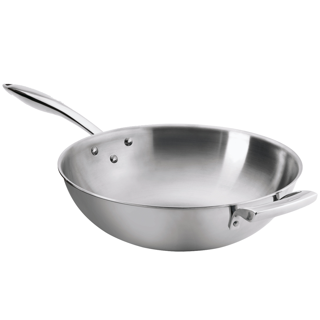 Browne Foodservice Thermalloy Wok 14"/36cm 9qt/9.6l Stainless Steel 3-ply (5724100)