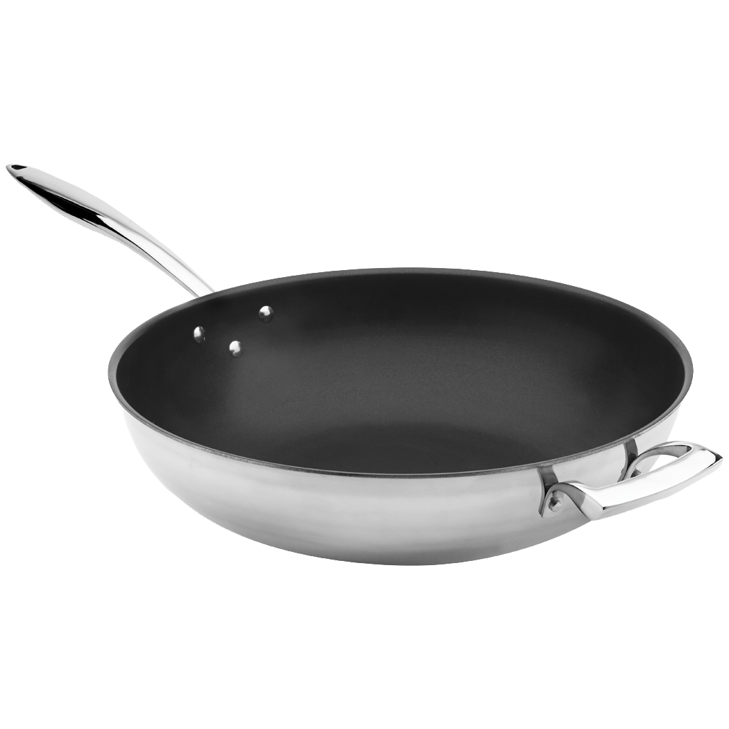 Browne Foodservice Thermalloy Wok 14"/36cm 9qt/9.6l Stainless Steel 3-ply With Excalibur (5724104)