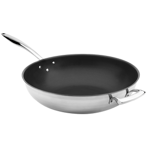 Browne Foodservice Thermalloy Wok 14"/36cm 9qt/9.6l Stainless Steel 3-ply With Excalibur (5724104)