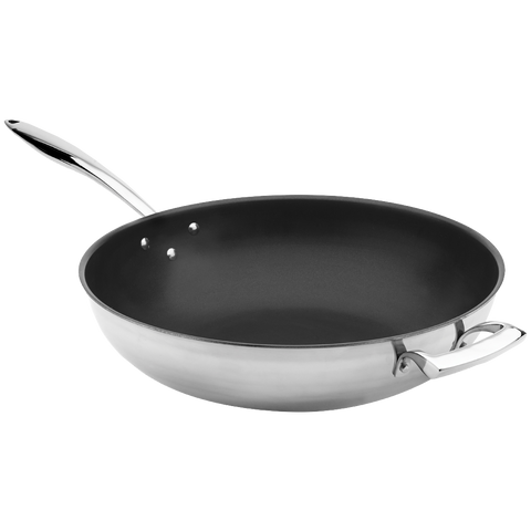 Browne Foodservice Thermalloy Wok 14"/36cm 9qt/9.6l Stainless Steel 3-ply With Excalibur (5724104)