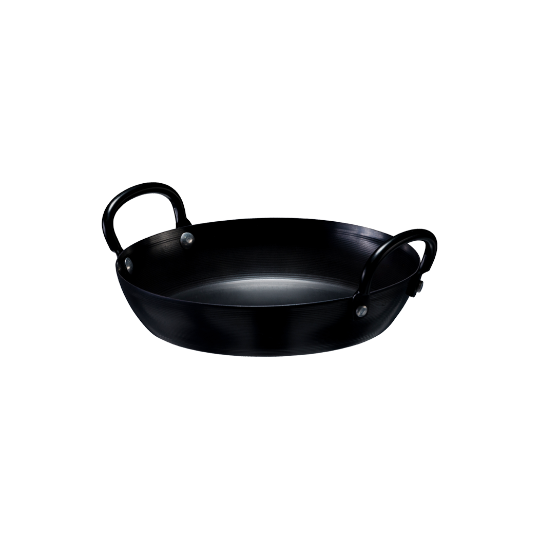 Browne Foodservice Thermalloy Fry Pan 2-Hand 5.5"/14cm Black Carbon Steel 573745