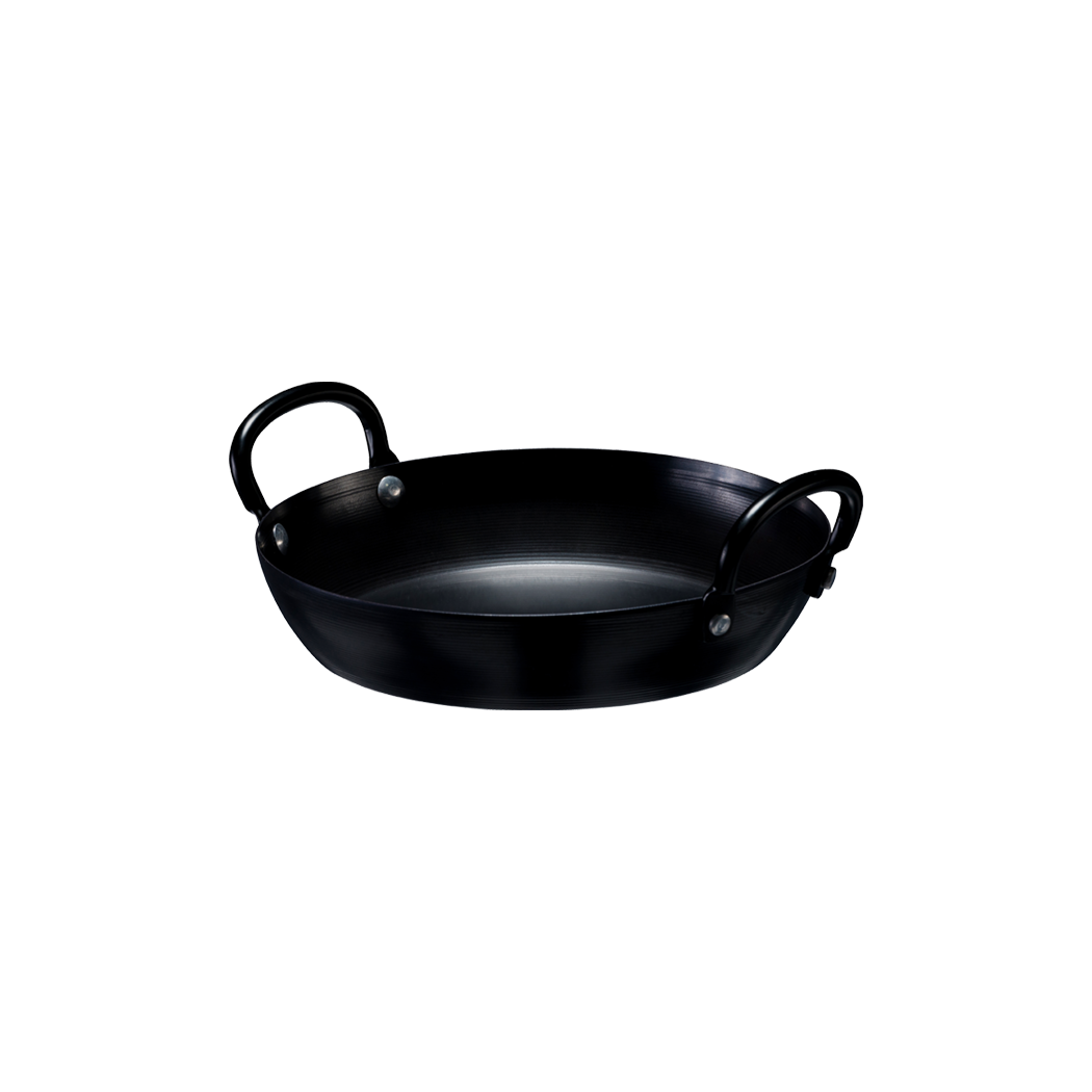 Browne Foodservice THERMALLOY Fry Pan 2-Hand 6.3"/16cm Black Carbon Steel 573746