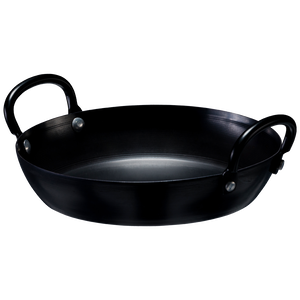 Browne Foodservice THERMALLOY Fry Pan 2-Hand 11.8"/30cm Black Carbon Steel 573752