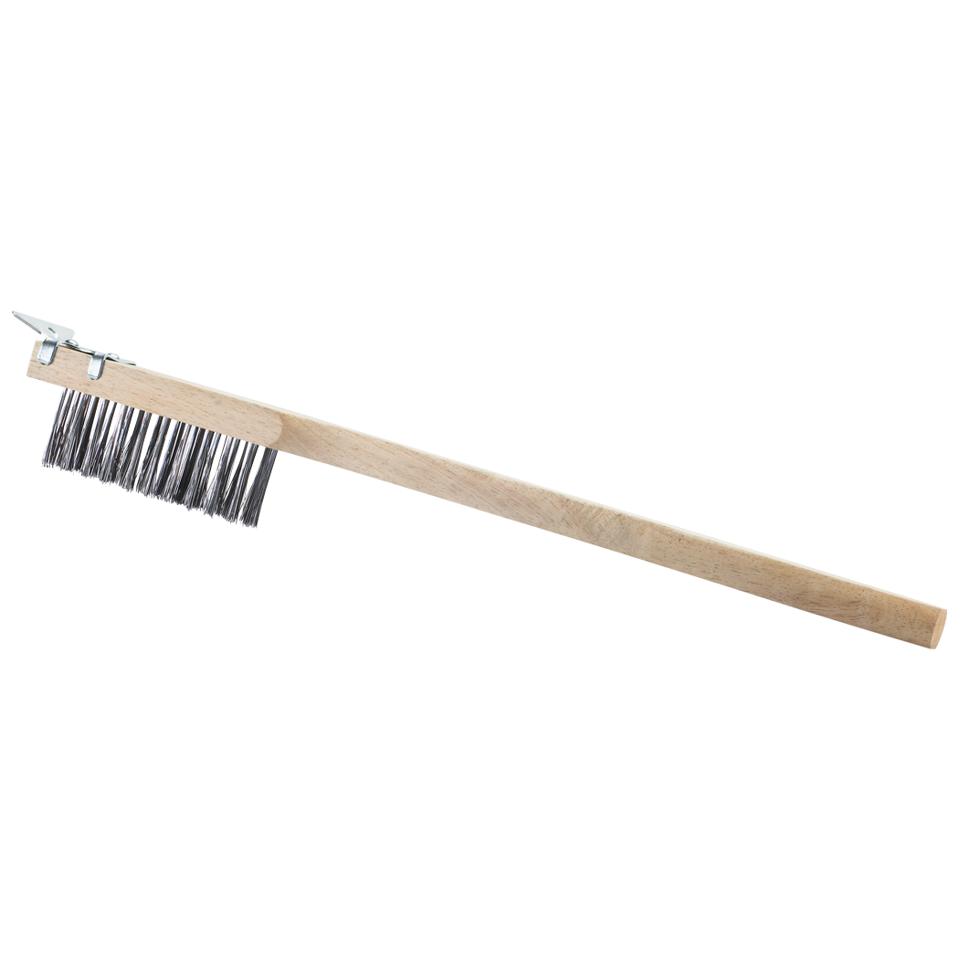 Browne Foodservice Wire Brush, Long Handle w/Scraper 574267 (Pack of 4)