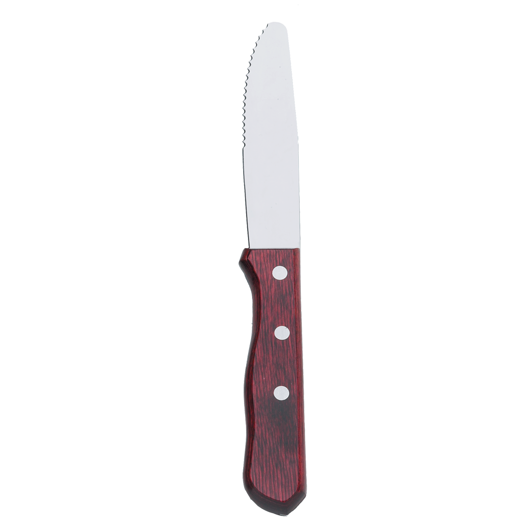 Browne Foodservice Steak Knife 10" Jumbo Stainless Steel With Pakkawood Handle & Rounded Blade Pack of 12 (574340)