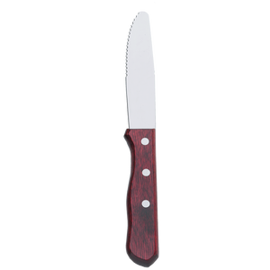 Browne Foodservice Steak Knife 10" Jumbo Stainless Steel With Pakkawood Handle & Rounded Blade Pack of 12 (574340)