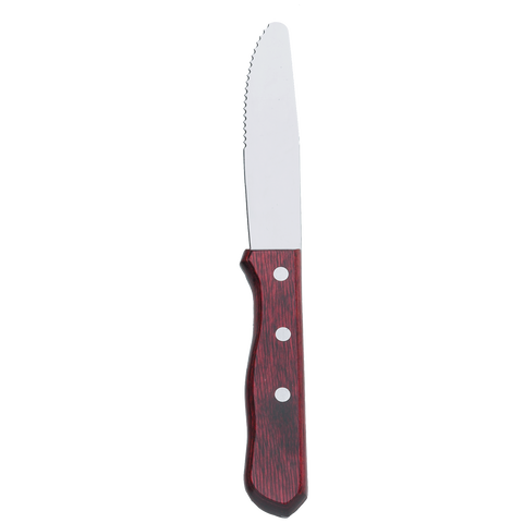 Browne Foodservice Steak Knife 10" Jumbo Stainless Steel With Pakkawood Handle & Rounded Blade Pack of 12 (574340)