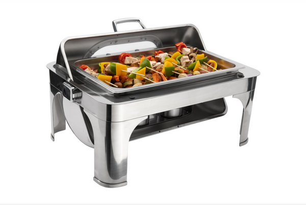 Browne Foodservice NAUTILUS Full Size Rectangular Chafer w/Roll Top Cover 575166
