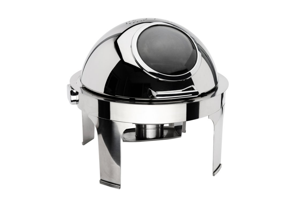 Browne Foodservice Nautilus Round Chafer 7qt/6.6L with Roll Top Cover (575167)