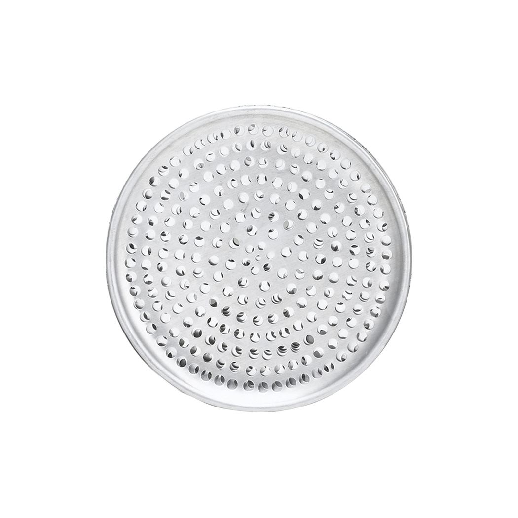 Browne Foodservice Pizza Tray Aluminum 7"/17.8cm - Perforated 575347 (Pack of 12)