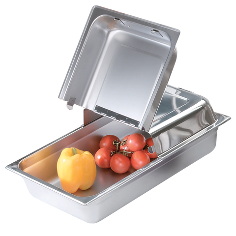 Browne Foodservice Chafer Dome Cover, Full Size, Hinged Stainless Steel 21.5x13x2.8"/54.6x33x7cm(575532)