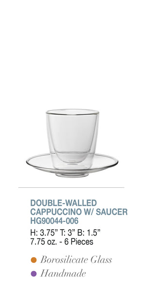 Hospitality Brands Double Walled Cappucino w/ Saucer (Pack of 6) HG90044-006