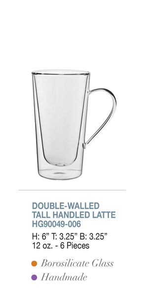 Hospitality Brands 12 oz Double-Walled Tall Handled Latte (Pack of 6) HG90049-006