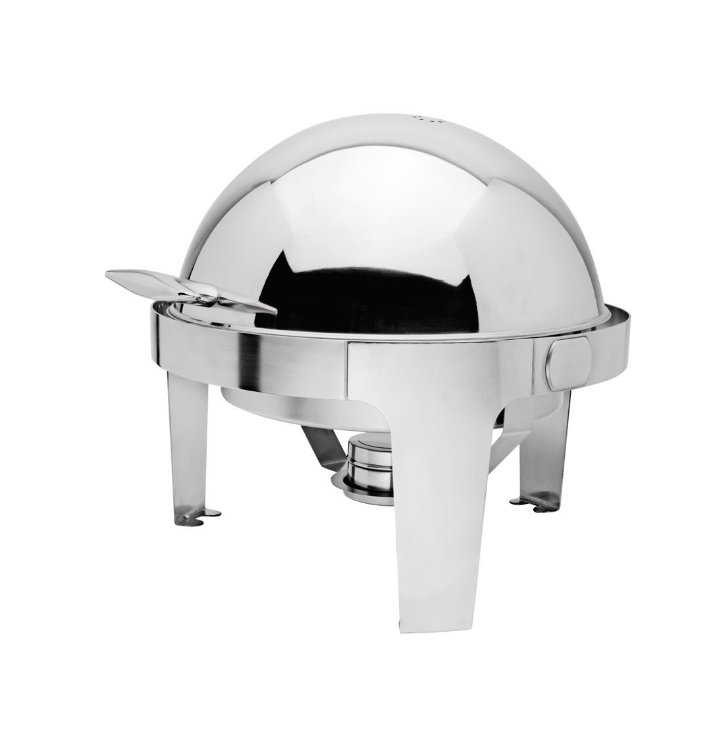 Browne Foodservice Rondo Round Chafer 7 Qt (6.6l) With Roll Top Cover (575138)