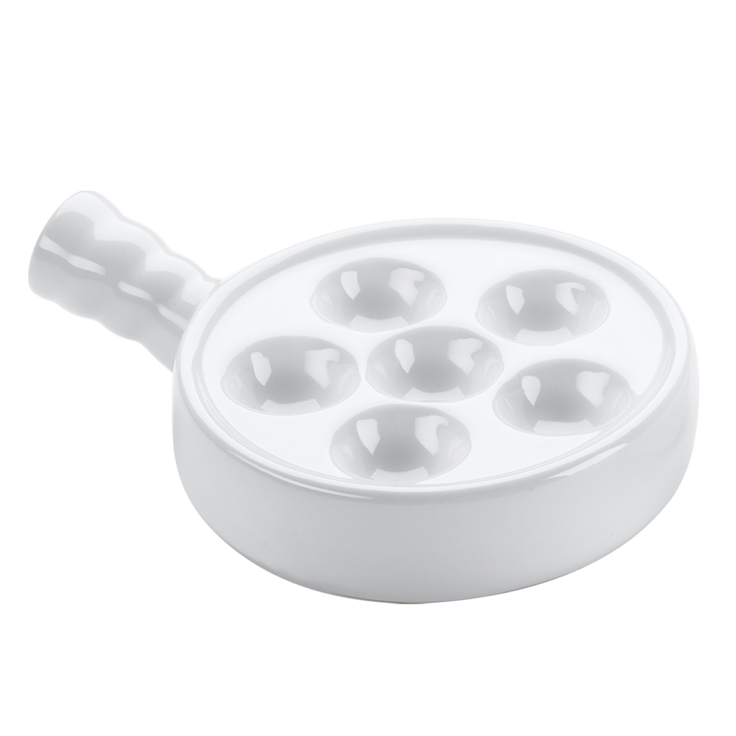 Browne Foodservice Snail Plate w/Handle, Whiteb 744042 (Pack of 6)