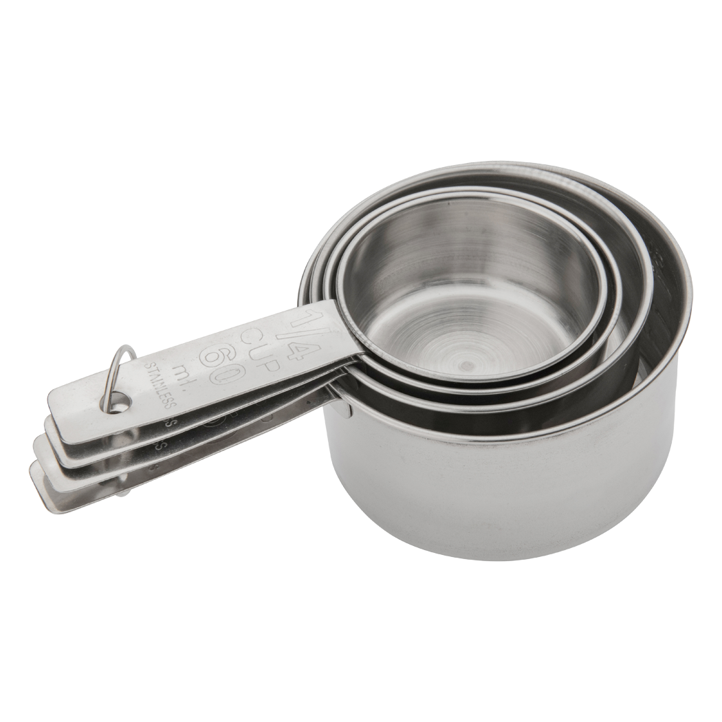 Browne Foodservice Measuring Cup Set Stainless Steel Solid Handles Pack of 12(746107)