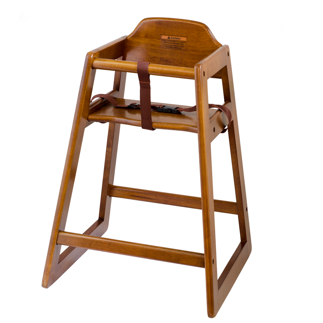 Browne Foodservice Walnut Finish Wooden Highchair Unassembled (80976)