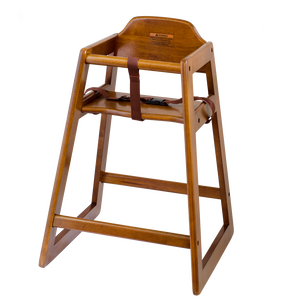 Browne Foodservice Walnut Finish Wooden Highchair Unassembled (80976)