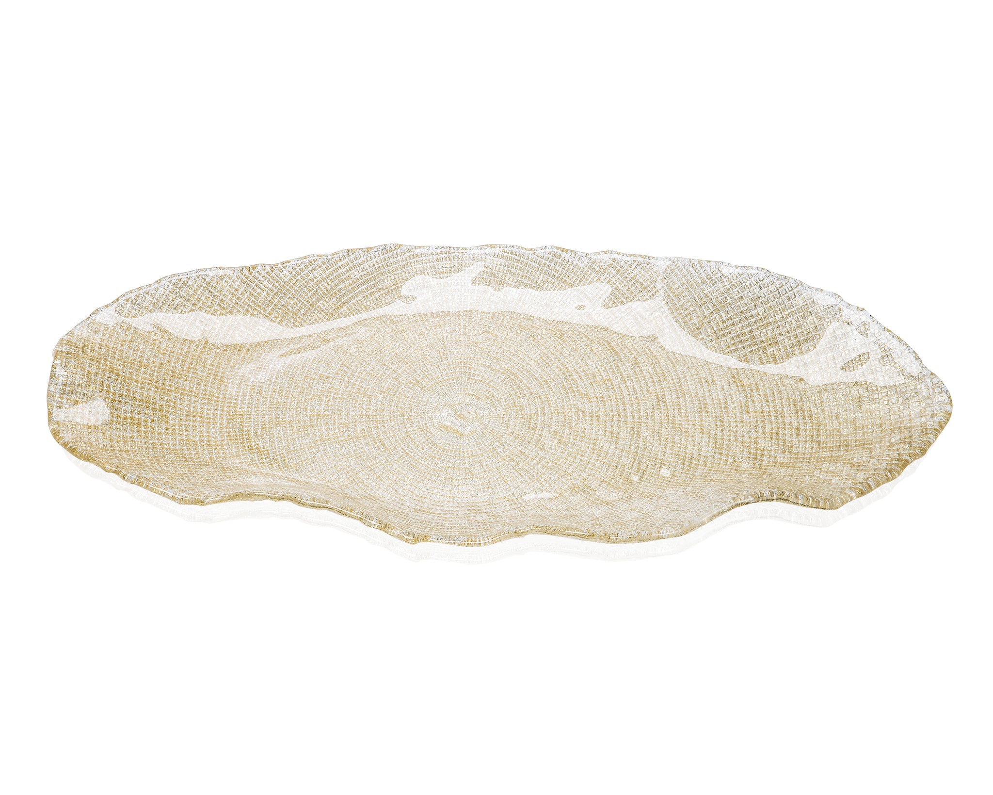 IVV Glassmakers Italia FOLIES OVAL TRAY 20,5x8,9 inch. GOLD GLITTER DECORATION 8291.2