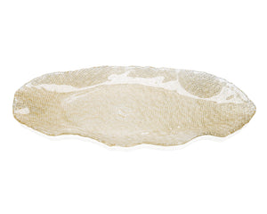 IVV Glassmakers Italia FOLIES OVAL TRAY 20,5x8,9 inch. GOLD GLITTER DECORATION 8291.2