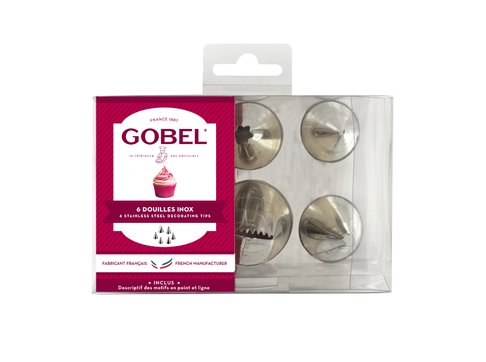 Gobel Stainless Steel Crystal Box Set of 6 Pcs Icing Tips Assorted (888002)