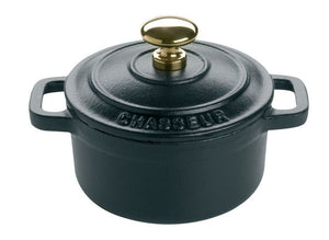 Matfer Bourgeat Mini Cast Iron Round Casserole Pot With Lid - Black 4"  71098