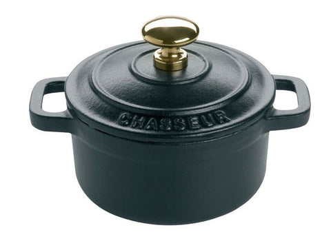 Matfer Bourgeat Mini Cast Iron Round Casserole Pot With Lid - Black 4" (71098)