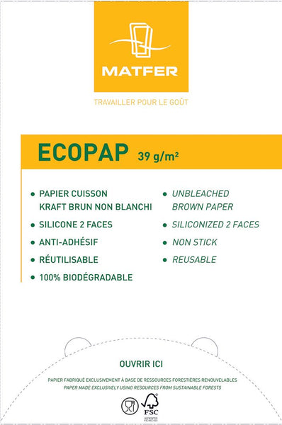 Matfer Bourgeat Ecopap Baking Paper 23 3/4" X 15 3/4" (39 G/m2) Box of 500 Pcs (320211)