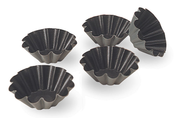 Matfer Bourgeat Exal Aluminum Brioche Mold, Nonstick, 10 Flute, 3 1/8", Pack of 6 (334025)